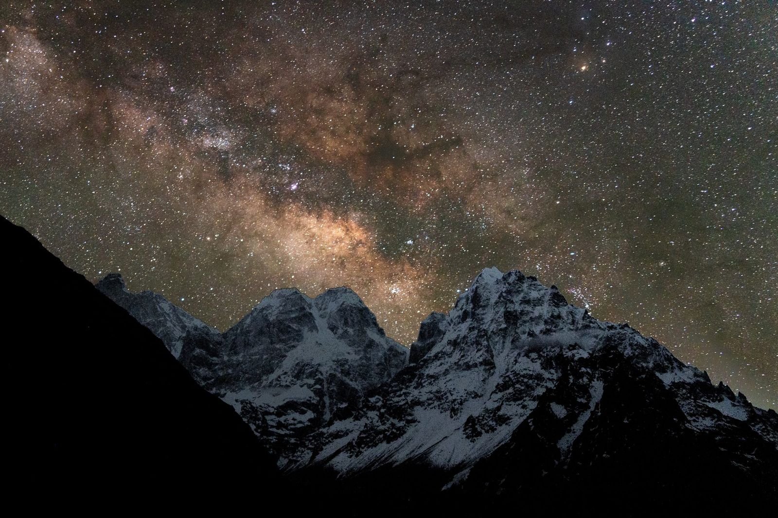 Milky Way over jagged snowy peaks