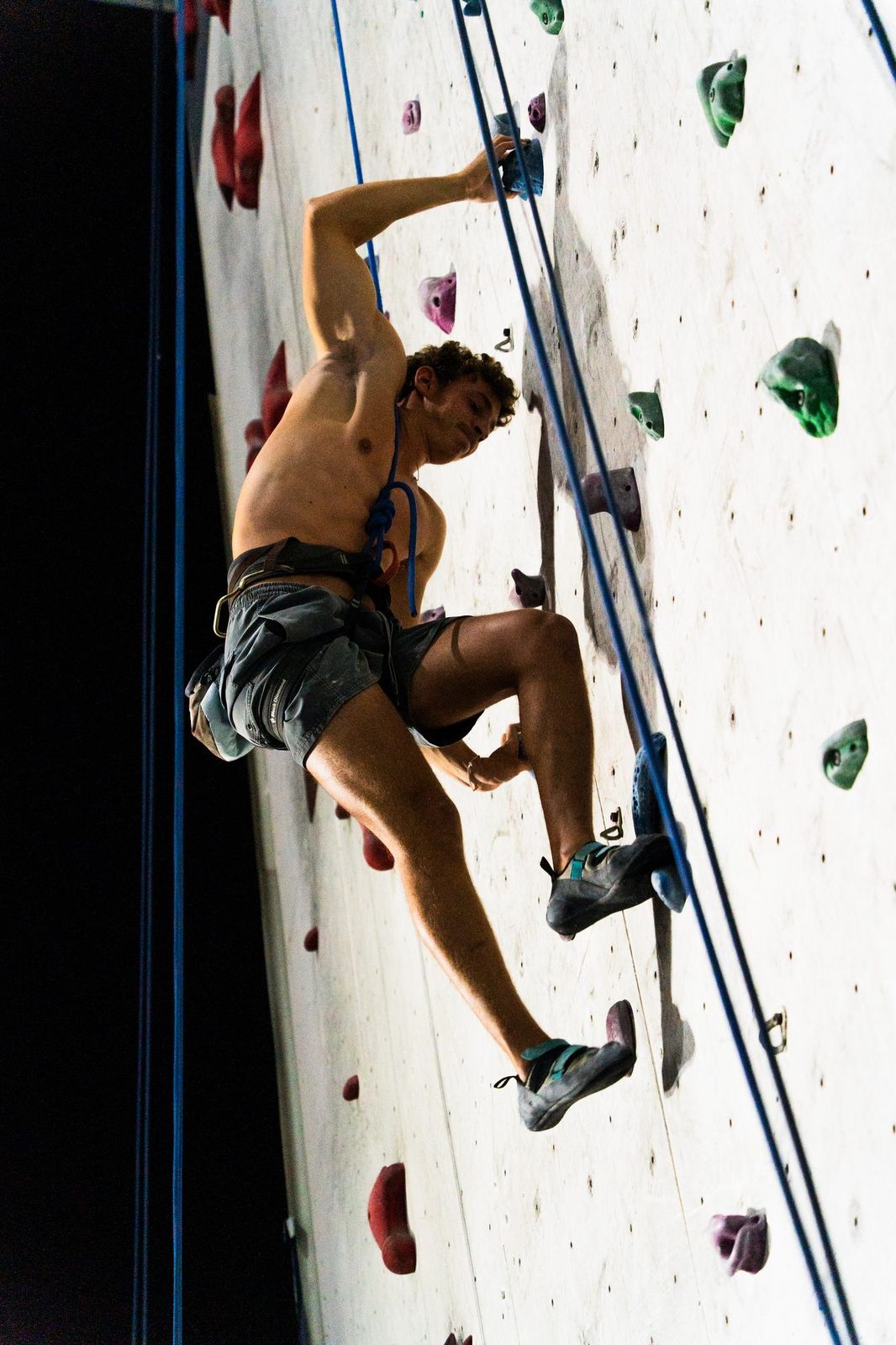 Climber on an indoor wall